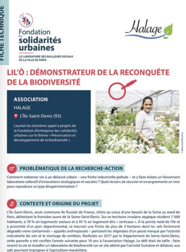 Fiche technique Projet "Lil'Ô : démonstrateur de la reconquête de la biodiversité" - Halage