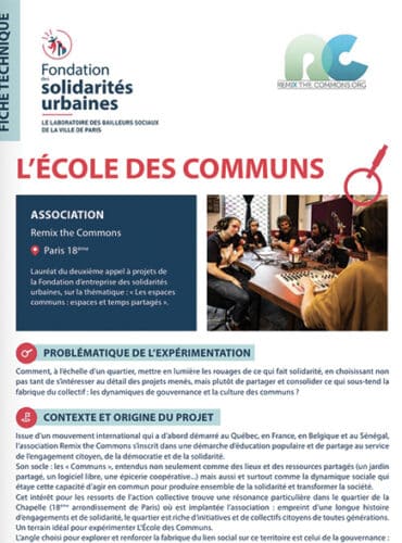 Fiche technique "L'École des Communs" - Remix the Commons